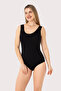 Black Women's Snap-On Tank Top / Bodysuit with Thick Straps Cotton Lycra - 4