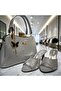Women's Silvery Black Slipper Bag Set – Stone Patterned Heels, Stylish for Daily Events & Wedding Combinations - 3