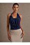 Halter Neck Draped Blouse with Gold Accessory Detail, Flowy and Stylish Women's Top 0093 - 2
