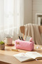 Plush Fabric Bowknot Detailed Pencil Case and Makeup Bag with Pearls - Aesthetic Soft Organizer - 6