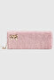 Plush Fabric Bowknot Detailed Pencil Case and Makeup Bag with Pearls - Aesthetic Soft Organizer - 3