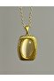 Rectangular Oval Stone Necklace - Gold - 3