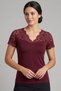 Black Lace Detailed Short Sleeve Women's Blouse – Stylish V-Neck 4778