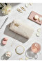 Plush Fabric Bowknot Detailed Pencil Case and Makeup Bag with Pearls - Aesthetic Soft Organizer - 7