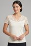 Women's Ecru Lace Detailed V-Neck Short Sleeve Blouse (4778)