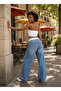 Alv Kar Mavi Elastic Waist Lace-Up Jeans Denim Loose Jean Palazzo Comfortable Fit Lycra-Free Trousers - 5