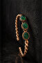 Three Rows of Green Agate Stone Copper Bracelet for Women, Authentic Natural Stone, Handmade, Stylish Design - 7