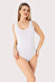 White Women's Snap-On Tank Top / Bodysuit with Thick Straps Cotton Lycra