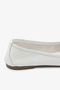 White Genuine Leather Women's Ballerinas with Bow Detail - 7