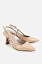 Women's Nude Pointed Toe Patent Leather Thin Strap Mid-Heel Shoes - 2