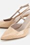 Women's Nude Pointed Toe Patent Leather Thin Strap Mid-Heel Shoes - 3