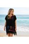 Cotton Black Printed Pareo – Cotton Beach Dress with Loose Fit, Tassel Detail Summer Pareo - 3