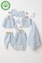 10-Piece Baby Boy Hospital Discharge Set Gots Certified Organic Fabric 100% Cotton Muslin Blue Striped