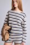 Loose Fit Boat Neck Striped T-Shirt H5148Ax26Sm - 4