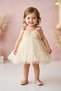 Baby Girl Birthday Party Wedding Dress Short Sleeve Strap Sleeveless Lined Tulle Rose Floral - 2