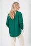 Women's Cotton Blend Terry Cotton Boyfriend Long Sleeve Basic Shirt Emerald Green - 4