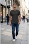 Men'S/Unisex 100% Cotton Thick Textured Basic Regular Fit Crew Neck T-Shirt - Anthracite T-Shirt - 2