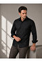 Regular Fit Long Sleeve Breathable Anti-Sweat Linen Textured Black Men's Shirt - 8