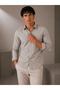 Regular Fit Long Sleeve Breathable Anti-Sweat Linen Textured Stone Men's Shirt - 5