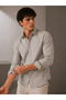 Regular Fit Long Sleeve Breathable Anti-Sweat Linen Textured Stone Men's Shirt - 6