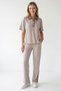 Women's Beige Leopard Garnished Modal Fabric Top and Bottom Set