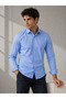Regular Fit Long Sleeve Breathable Anti-Sweat Four Seasons Blue Men's Shirt - 7