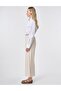 Elastic Waist Wide Leg Trousers Cream - 4