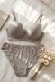 Unpadded Underwire Plus Size Stone Detailed Bra Set in Mink Color - 2