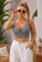 Cross-Tie Detailed Crop Bustier Summer Tank Top - 2