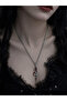 Red Detailed Snake Figured Gothic Necklace Unisex Metal Chain