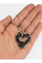 Gothic Heart Design Black Metal Necklace Unisex 60 cm Chain - 2