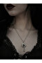 Gothic Sun Form Red Detailed Unisex Necklace 60 cm Metal Chain