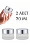 2 Pcs Silver Glossy Lid Frosted Lip Skin Care Cream Cosmetic Hand Care Travel Glass Jar 20ml