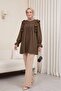 Shoulder Ruffle Robe Lace Embroidered Linen Tunic -Brown - 3