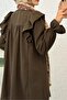 Shoulder Ruffle Robe Lace Embroidered Linen Tunic -Brown - 6