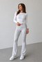 Women's Extra High Waist Gathering Spanish Leg Ribbed Fabric Flexible Sports Casual Daily Leggings - 2