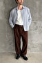 Men's Baggy Fit Gabardine Fabric Trousers - 2