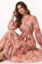 Patterned Hijab Jessica Dress B607 Orange - 3