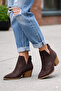 Perforated Transparent Short Thick Heeled Zippered Stylish Western Summer Cowboy Boots Shoes Brown - 2