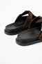 Luana Brown Suede Buckle Detailed Slippers - 4