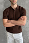 Men's Honeycomb Pattern Polo Collar Knitwear T-Shirt - 3