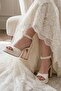 Women's 10 cm Ecru Ankle Pearl Detailed Platform Shoes - 3