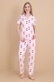 Mrn 9511 Heart Pink Pegasus Fabric Buttoned Short Sleeve Women's Pajamas Set