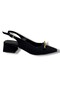 799-26 Suede Gold Buckle Short Square Heel Pointed Toe Women's Shoes - 2