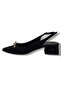 799-26 Suede Gold Buckle Short Square Heel Pointed Toe Women's Shoes - 3