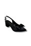 683-26 Shiny Satin Bow Tie Mid-Heel Open Back Women's Shoes (6cm)