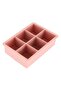 Silicone Ice Cube Tray 6-Cube Flexible Nonstick Freezer Mold for Whiskey and Cocktails Pink BSIT02