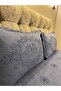 Şehrazat Embroidered Frilly 1. Quality Dowry Pique Set Bedspread Anthracite - 4