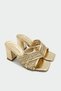 Tyler Knitted Detailed Crossed Women's Gold Heeled Slippers