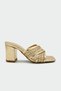 Tyler Knitted Detailed Crossed Women's Gold Heeled Slippers - 4